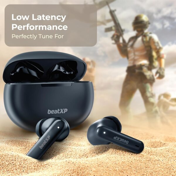 Tollymart Tune XPods Bluetooth True Wireless Earbuds with 50H Playtime, Quad Mic ENC, Gaming Mode with 40ms Low Latency,Type C Earphones with 10Mm Drivers, W/R,Bt 5.3,Touch Control(Black)